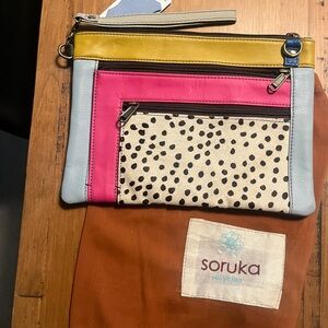 Yellow and Pink Color-Blocked Clutch